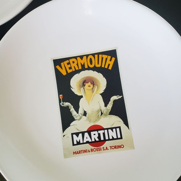 2 Pottery Barn Vintage Posters 8 inch Cocktail Plates - Picture 2 of 4